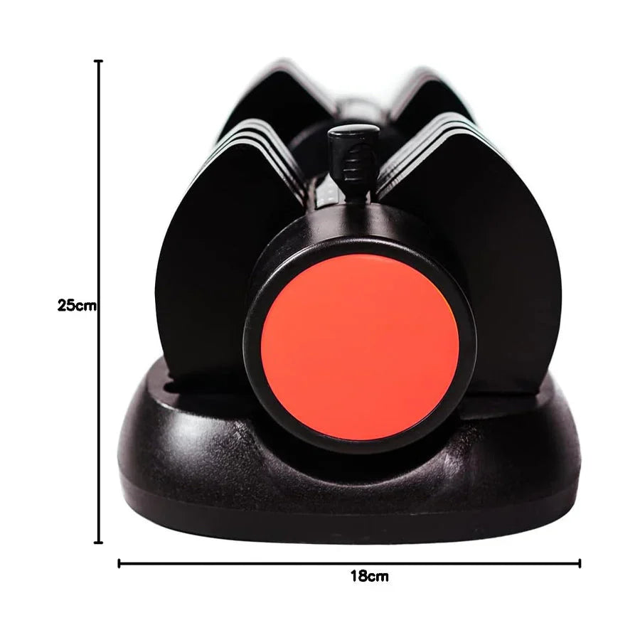 Black and red object with measurements on a white background