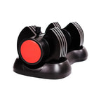 Black and red kitchen knife sharpener on a white background
