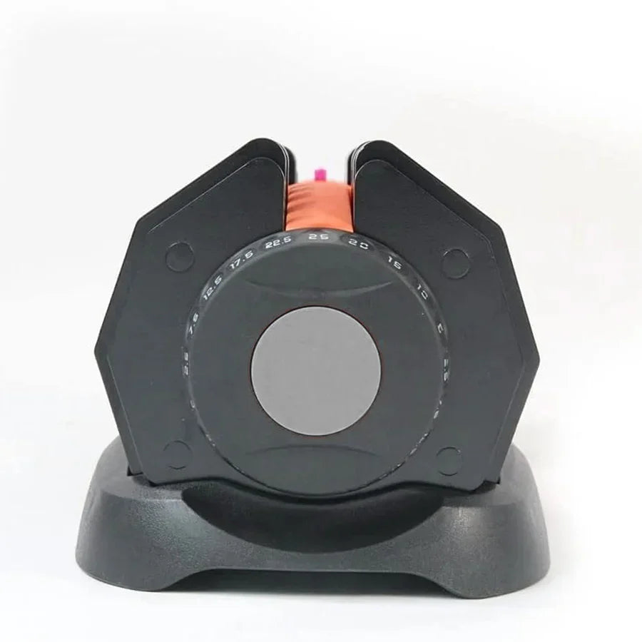 Black and gray tool with a circular component on a white background
