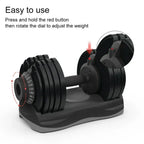 Adjustable dumbbell set with instructions on how to use it