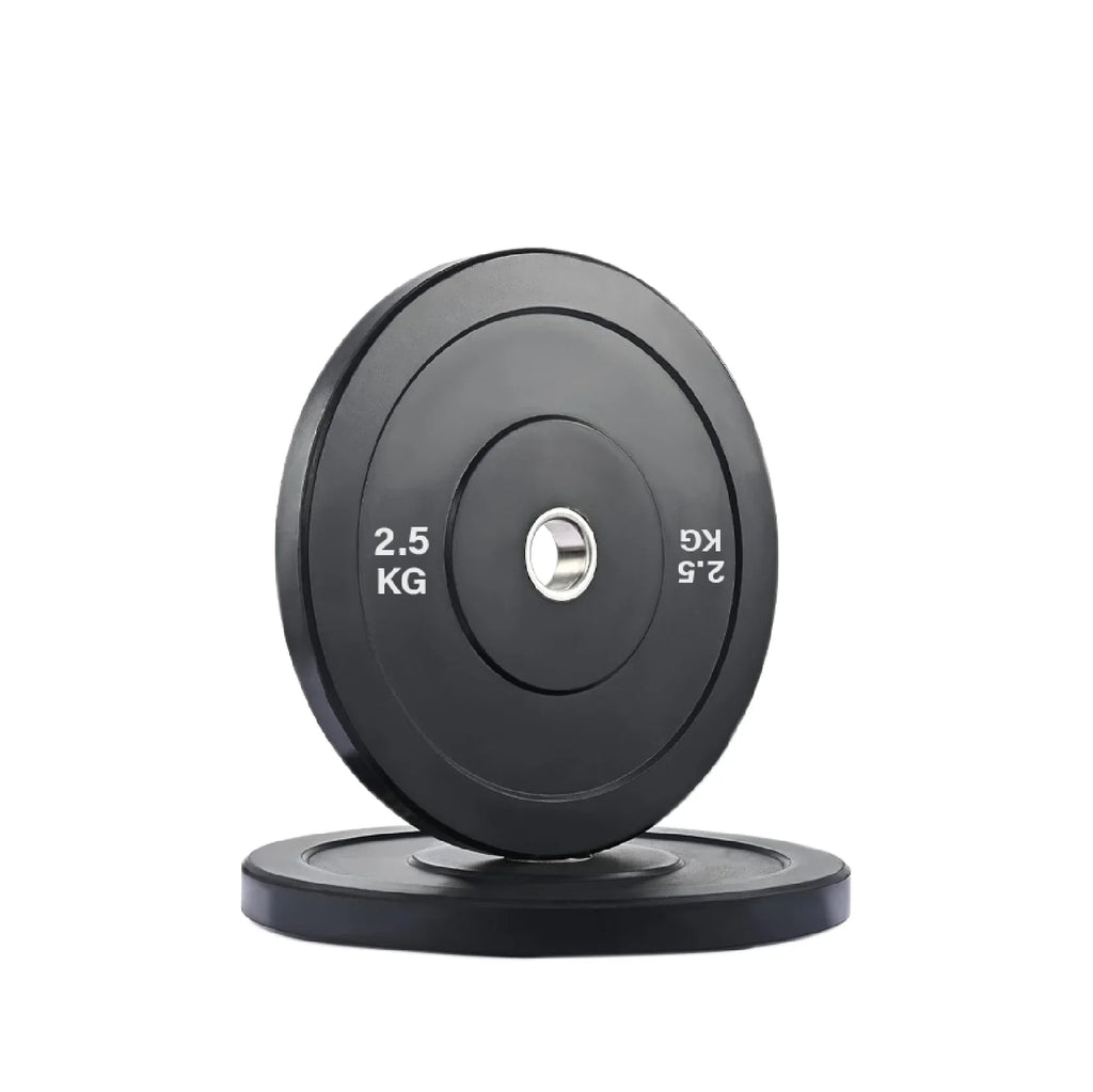 Pair of black weight plates with '2.5 KG' marking on a white background
