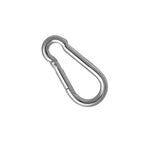 Metal carabiner on a white background