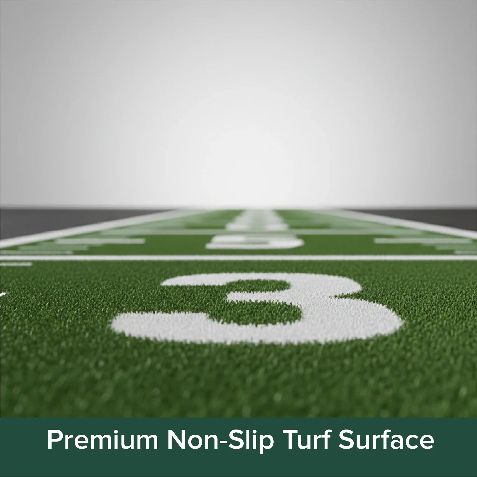 Artificial turf surface with number 3 on a gray background