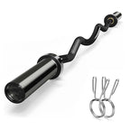 Black metal curl bar with attachments on a white background