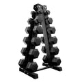 6 tier hex dumbbell tree rack holds 6 pairs of hex dumbbells