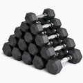 Complete hex dumbbell set 2.5kg to 30kg 12 pairs rubber coated