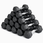 Complete hex dumbbell set 2.5kg to 30kg 12 pairs rubber coated