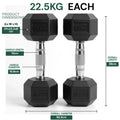Two black dumbbells with measurement details on a white background