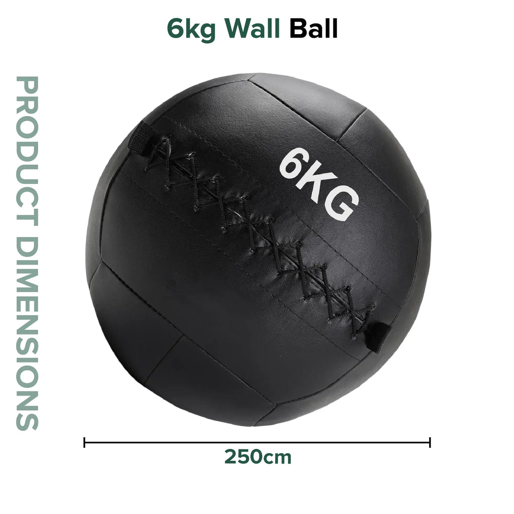 Black wall ball with '6KG' marking on a white background