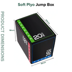 Soft plyo jump box with dimensions labeled on a white background