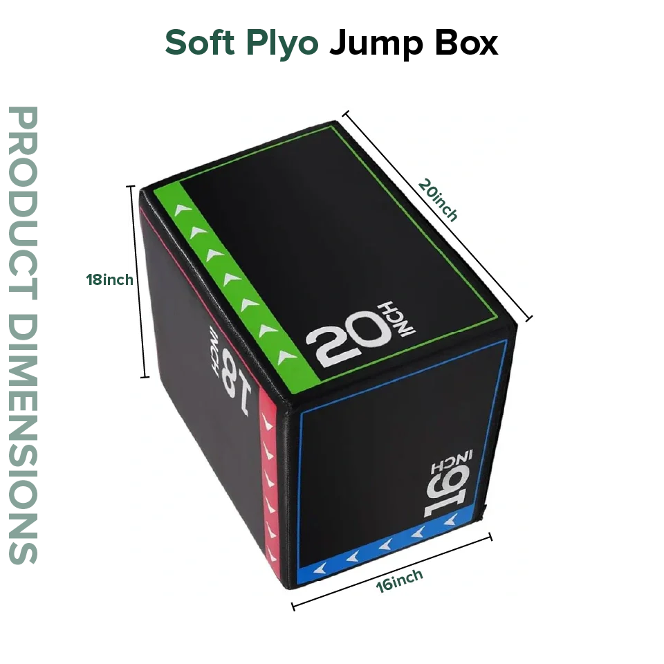Soft plyo jump box with dimensions labeled on a white background