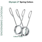 Olympic 2 inch spring collars with product dimensions on a white background