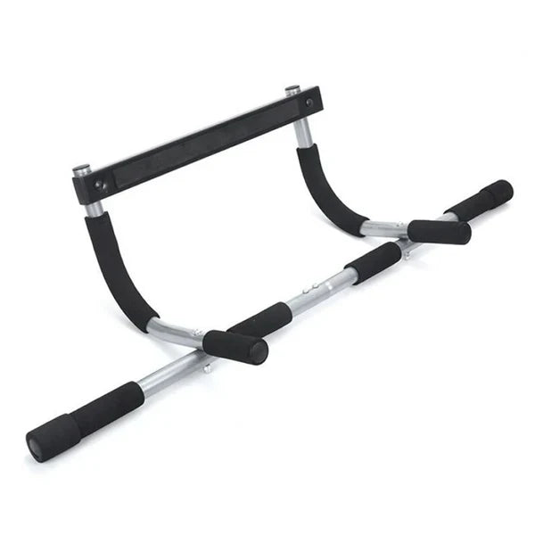 Gymnastic ring with black handles on a white background