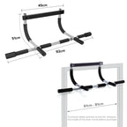 Measurement chart of a pull-up bar with dimensions labeled on a white background