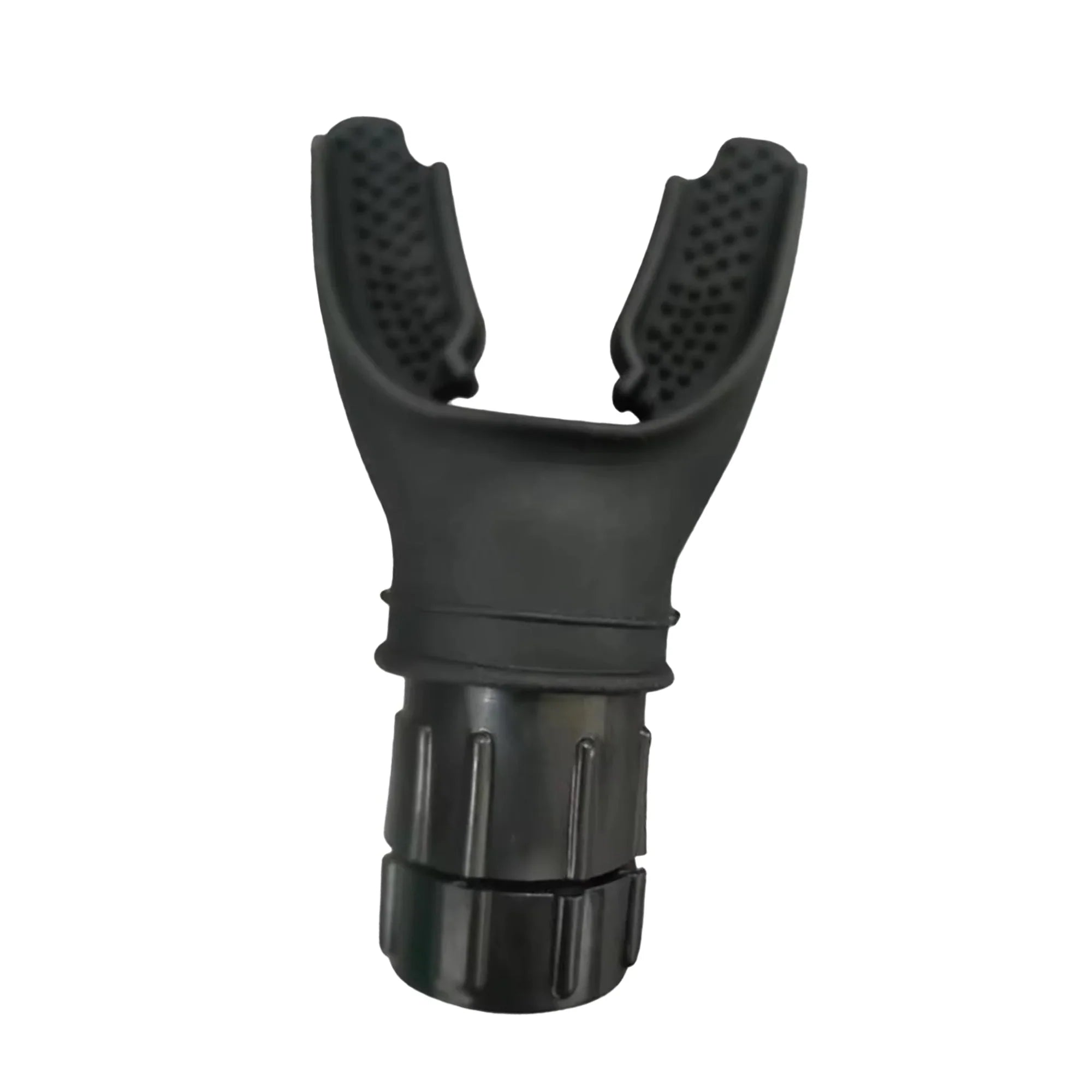 Black rubber duckbill valve on a white background