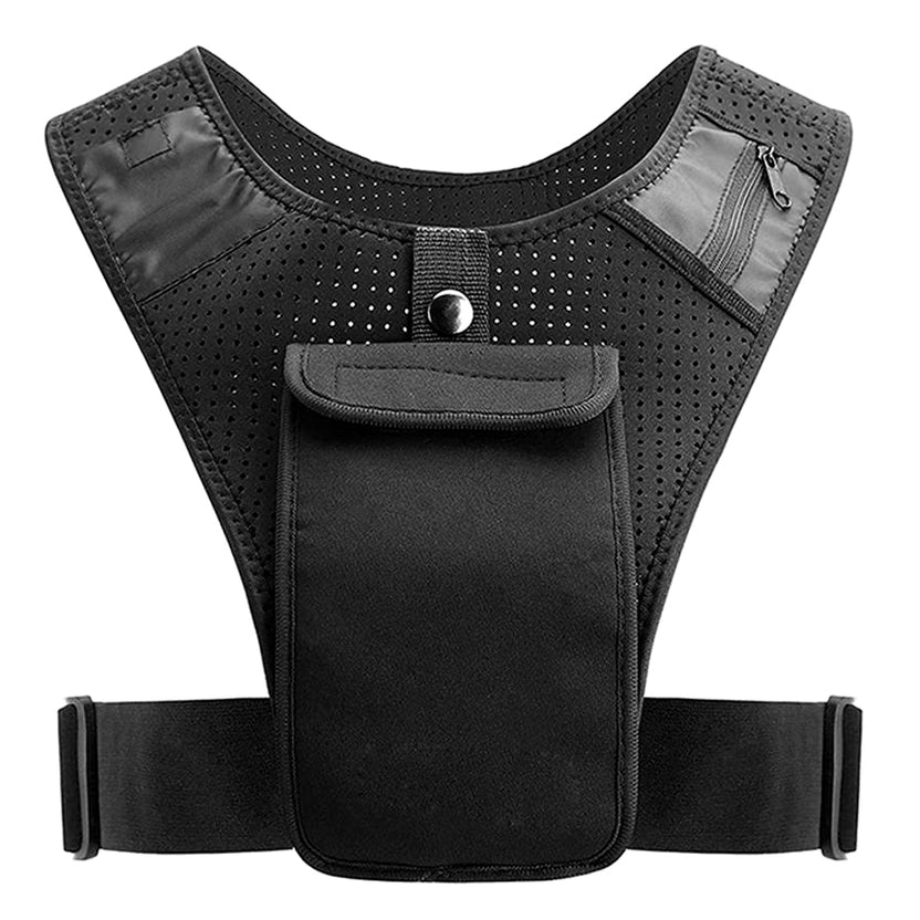 Black athletic vest with mesh design on a white background