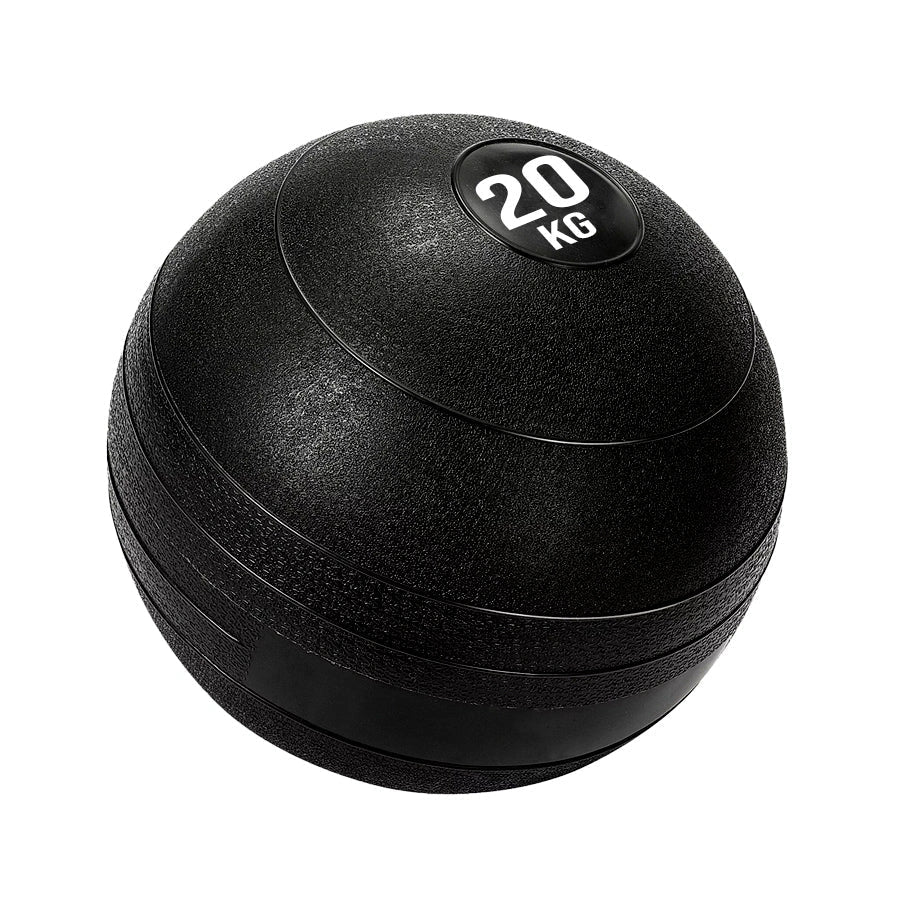 Black exercise ball with '20 KG' label on a white background