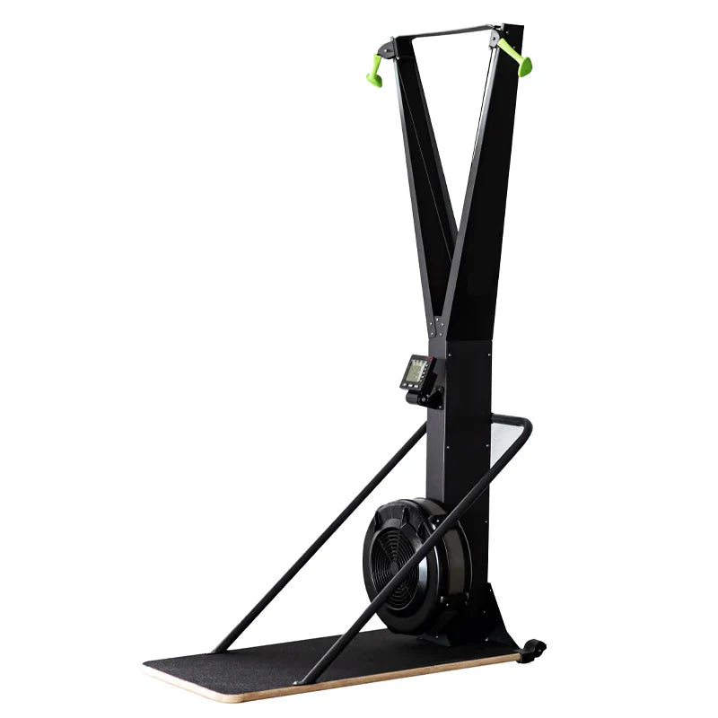 Black exercise bike trainer on a white background