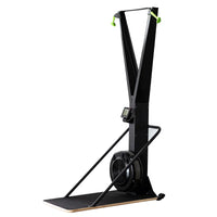 Black exercise bike trainer on a white background