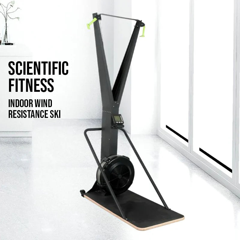 Scientific Fitness indoor wind resistance ski in a minimalistic room setting