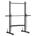 Black weightlifting rack on a white background