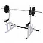 Weight lifting stand with barbell on a white background