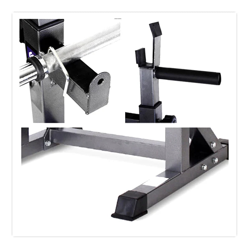 Close-up of a weightlifting bench with barbell attachment on a white background