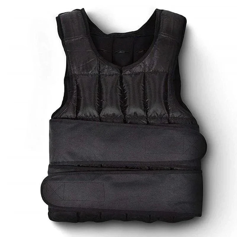 Black weighted vest on a white background