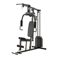 Black home gym equipment on a white background
