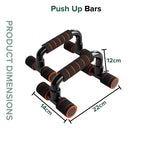 Push-up bars with dimensions on a white background